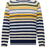 POL CLOTHING - Sela Spring Multi Stripe Knit - Ink/Mist/Saffron