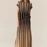 POL CLOTHING - Tedd Knit Skirt - Ink / Camel