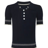 POL CLOTHING - Lask Knit Polo - Ink/Ecru