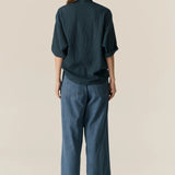 POL CLOTHING - Adel Scarf Top - Green/Ink Stripe