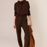 POL CLOTHING - Rowan Drawcord Knit - Chocolate