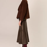 POL CLOTHING - Cohen Cropped Wool Jacket - Walnut