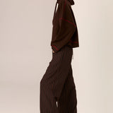 POL CLOTHING - Jude Wool Drawcord Knit - Choc / Red