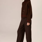 POL CLOTHING - Jude Wool Drawcord Knit - Choc / Red