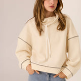 POL CLOTHING - Jude Wool Drawcord Knit - Ivory / Charcoal