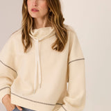 POL CLOTHING - Jude Wool Drawcord Knit - Ivory / Charcoal