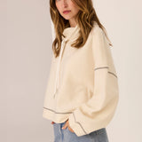 POL CLOTHING - Jude Wool Drawcord Knit - Ivory / Charcoal