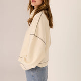 POL CLOTHING - Jude Wool Drawcord Knit - Ivory / Charcoal