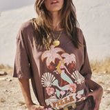SPELL - Villa Tropic Oversized Biker Tee - Coffee