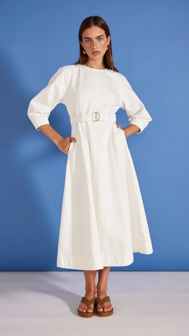 Staple the Label - Quincy Denim Midi Dress - Off White