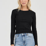 ROLLAS - Classic Pointelle L.S Top - Black