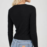 ROLLAS - Classic Pointelle L.S Top - Black