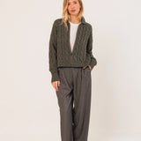 INDI & COLD - Chaqueta Cable Knit - Khaki