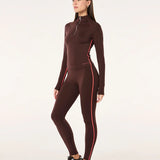 P.E NATION - Routine Quarter Zip L/S - Mahogany / Diva Pink
