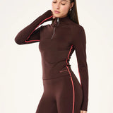 P.E NATION - Routine Quarter Zip L/S - Mahogany / Diva Pink