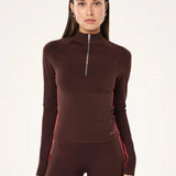 P.E NATION - Routine Quarter Zip L/S - Mahogany / Diva Pink