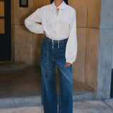 ROWIE - Luma Organic Eyelet Blouse - Bone