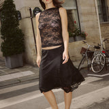 ROWIE - Tessa Silk Midi Skirt - Black