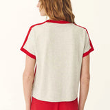 ROWIE - Raina Contrast Knit Tee - Flame Red