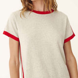 ROWIE - Raina Contrast Knit Tee - Flame Red