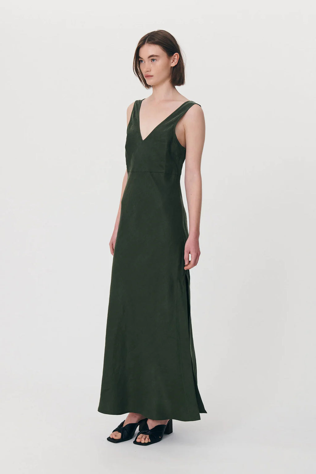 Rowie - Regina Midi Dress - Olive