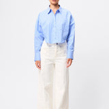MOSSMAN - Repeat After Me Cropped Shirt - Blue Stripe