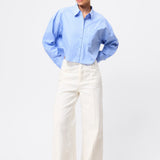 MOSSMAN - Repeat After Me Cropped Shirt - Blue Stripe