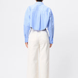 MOSSMAN - Repeat After Me Cropped Shirt - Blue Stripe
