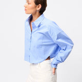 MOSSMAN - Repeat After Me Cropped Shirt - Blue Stripe