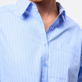 MOSSMAN - Repeat After Me Cropped Shirt - Blue Stripe