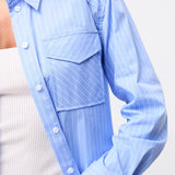MOSSMAN - Repeat After Me  Shirt - Blue Stripe