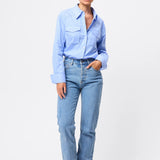 MOSSMAN - Repeat After Me  Shirt - Blue Stripe