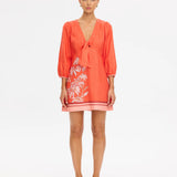KIVARI - Ruby Tie Front Mini Dress - Red