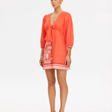 KIVARI - Ruby Tie Front Mini Dress - Red