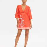 KIVARI - Ruby Tie Front Mini Dress - Red