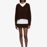 BEC + BRIDGE - Campbell V Cropped Jumper - Dark Chocolate