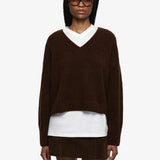 BEC + BRIDGE - Campbell V Cropped Jumper - Dark Chocolate