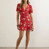 AUGUSTE - Sadie Mini Dress - Red Nova Floral
