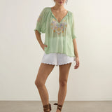 AUGUSTE - Indra Embroidered Blouse - Green