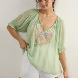 AUGUSTE - Indra Embroidered Blouse - Green