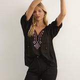 AUGUSTE - Paxton Embroidered Blouse - Black
