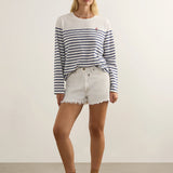 AUGUSTE - North Long Sleeve Tee - White / Navy Stripe