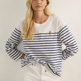 AUGUSTE - North Long Sleeve Tee - White / Navy Stripe