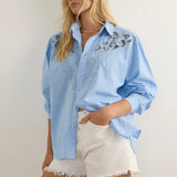 AUGUSTE - Holden Embroidered Shirt - Blue