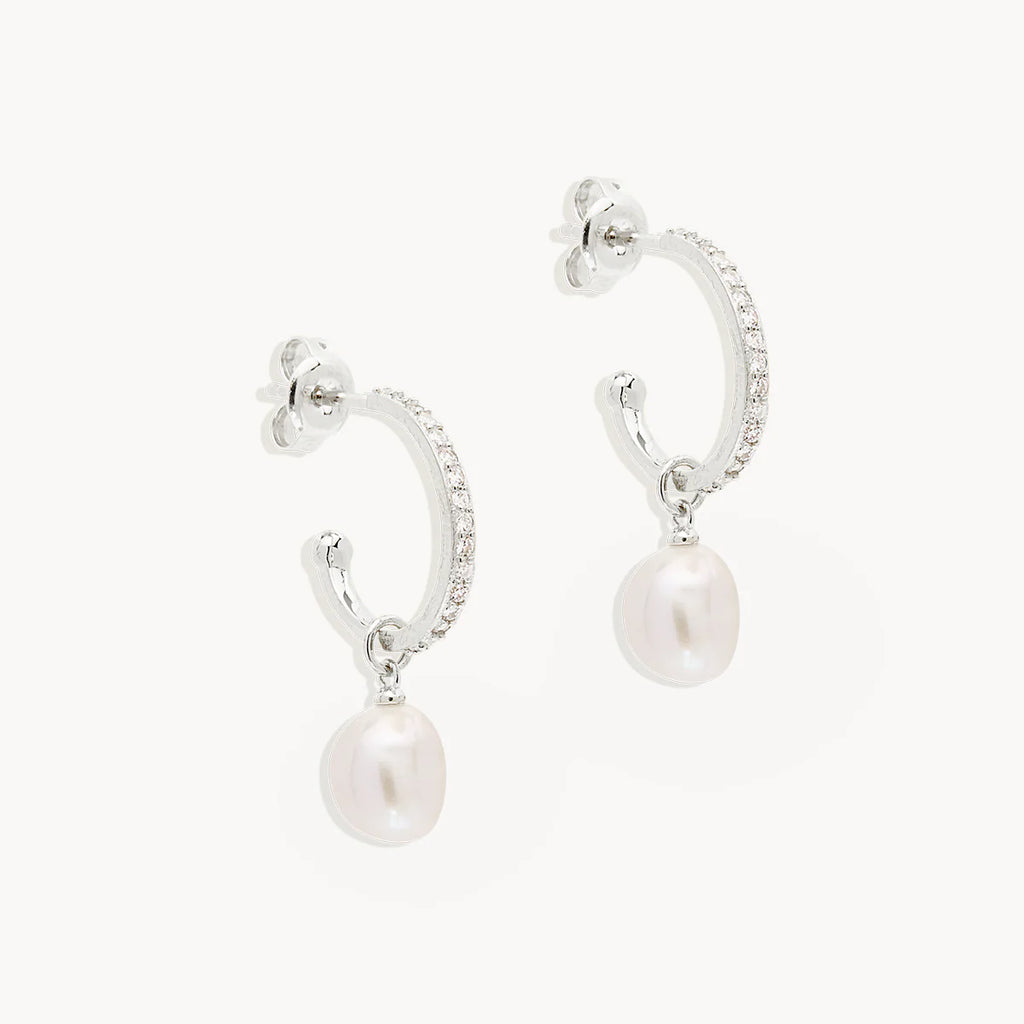 By Charlotte - Intention Of Peace Pearl Hoops - Sterling Silver