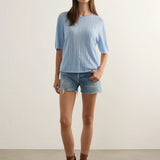 AUGUSTE - Callen Knit Tee - Sky Blue