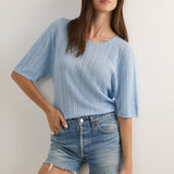 AUGUSTE - Callen Knit Tee - Sky Blue