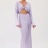 SUBOO - Millenia Long Sleeve Twist Maxi Dress - Lilac