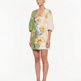 KIVARI - Lotte Mini Dress - Green / Cream