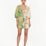 KIVARI - Lotte Mini Dress - Green / Cream